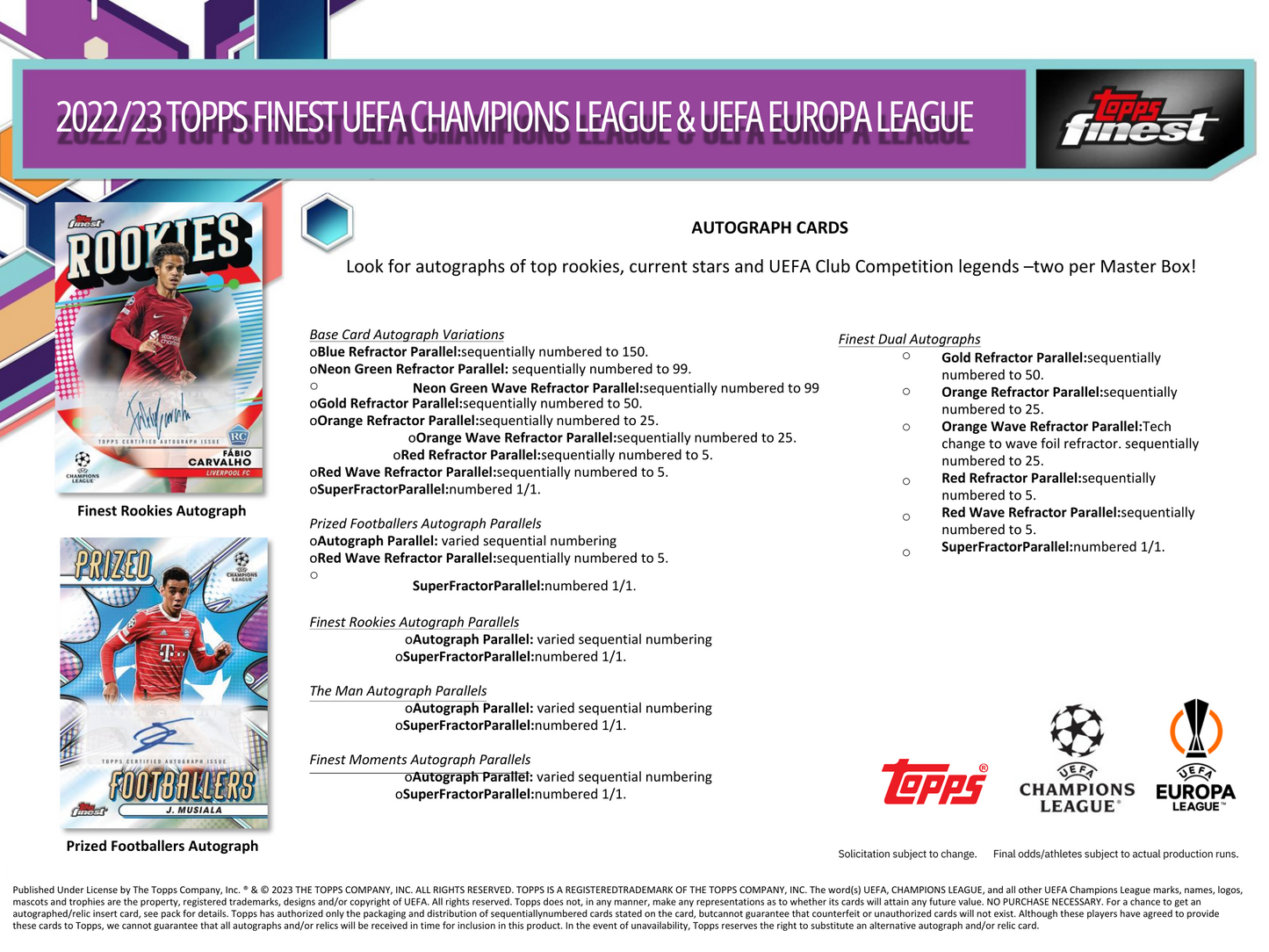 2022-23 Topps Finest UEFA Champions League & UEFA Europa League