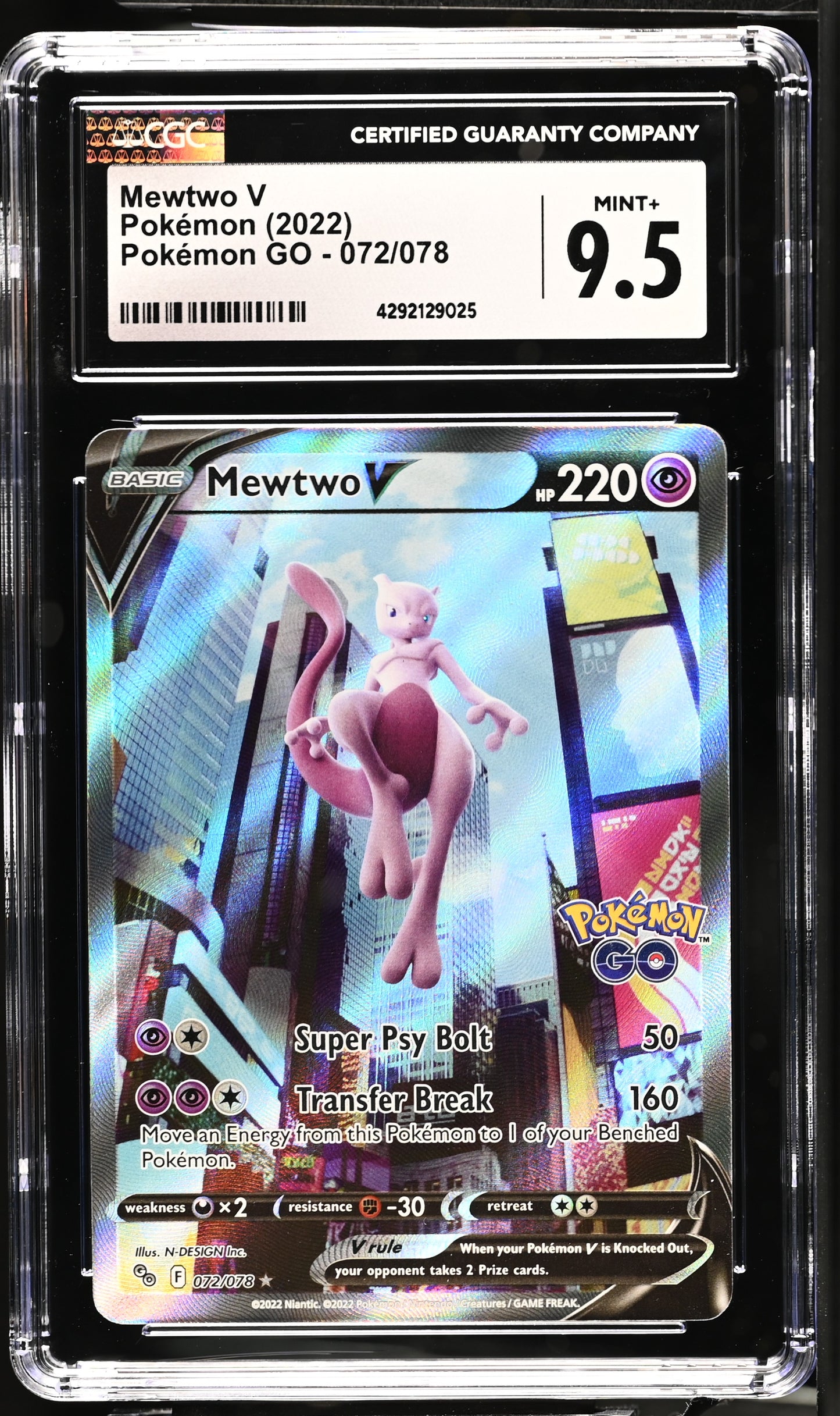 Pokémon Go Mewtwo V #072/078 Csg 9.5