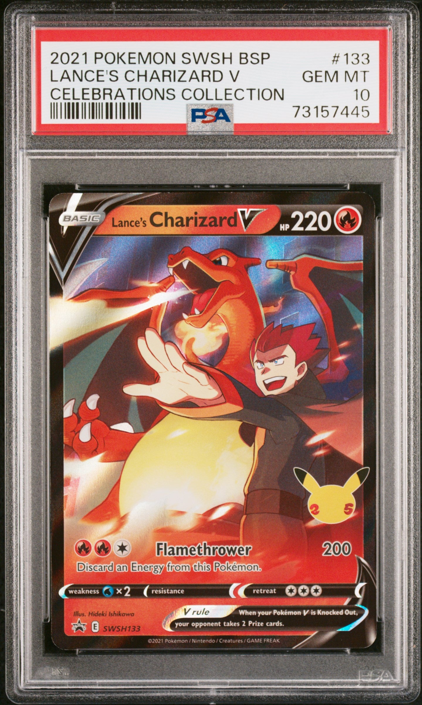 2021 Pokemon Swsh Black Star Promo Lance's Charizard V #133 Psa 10